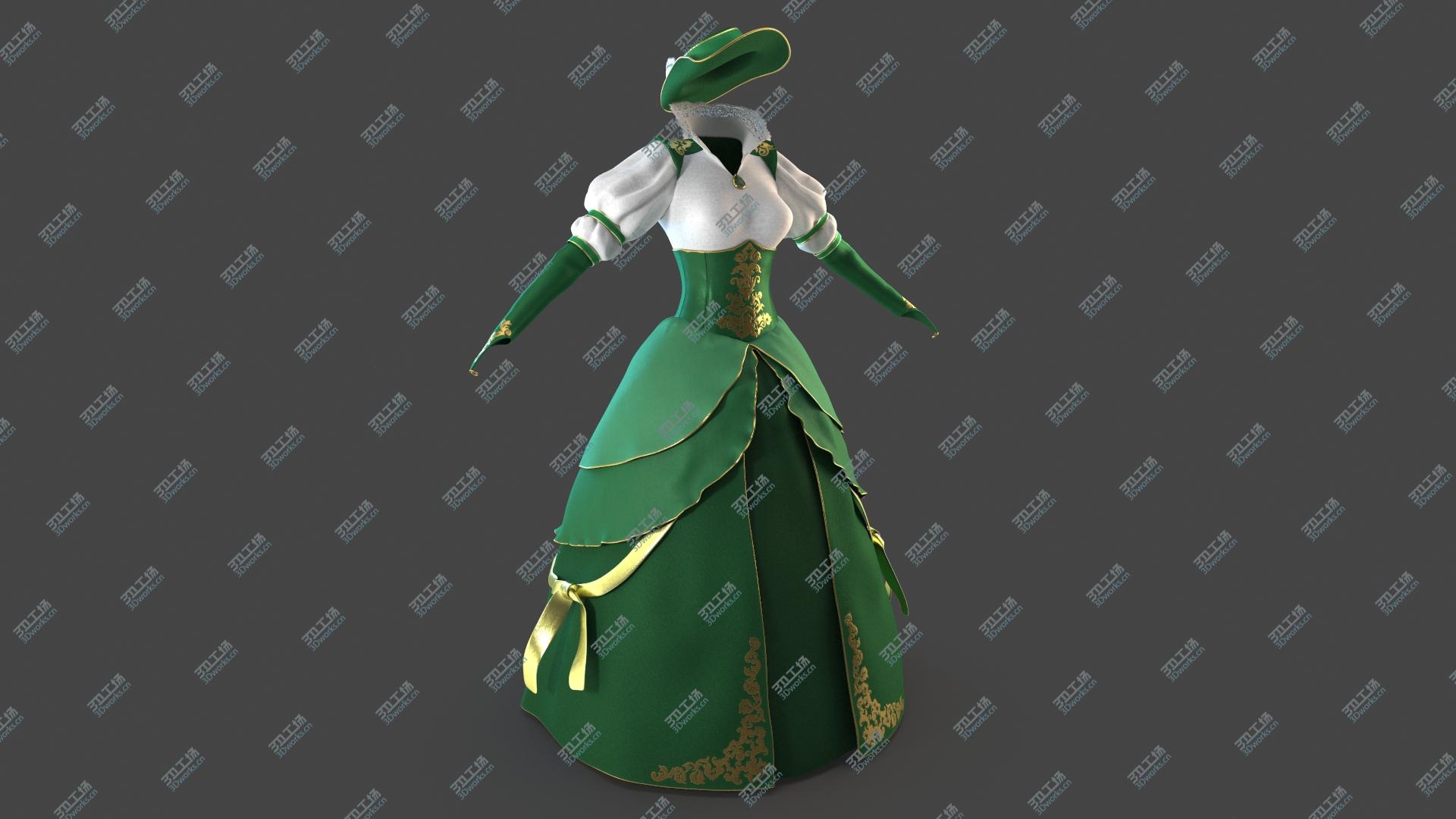 images/goods_img/2021040162/Green Vintage Dress with Hat 3D model/2.jpg